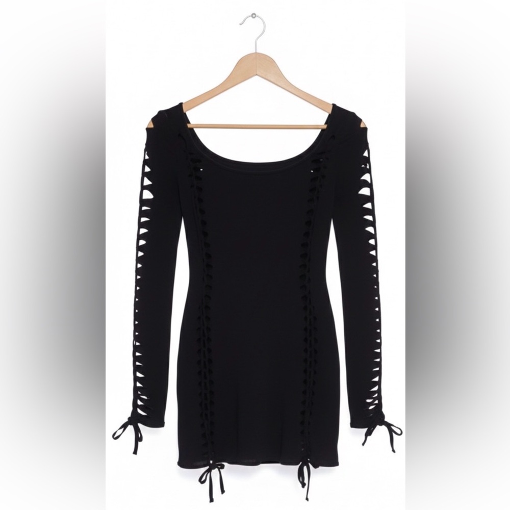 Current Mood - Alternative Spells - Cutout Long Sleeve Dress - Black - XS